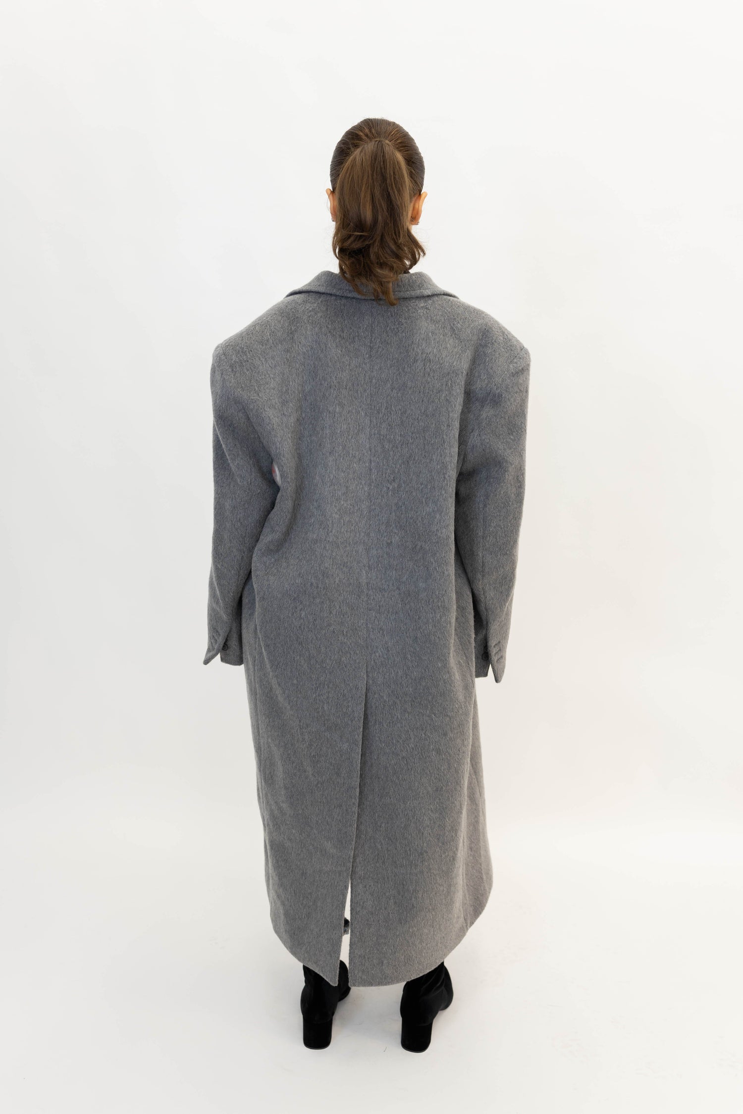 DOUBLE BREASTED COAT IN MEDIUM GREY COAT LA PISCINE 