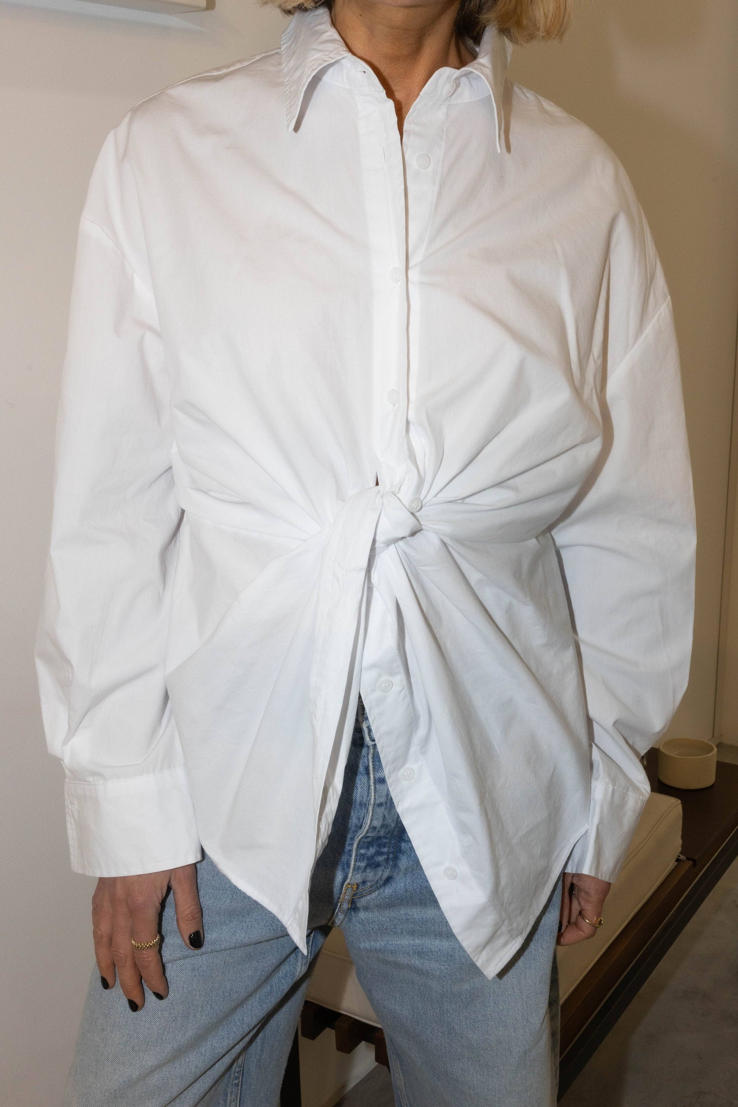 LS SHIRT KNOT IN OPTIC WHITE SHIRT LA PISCINE 