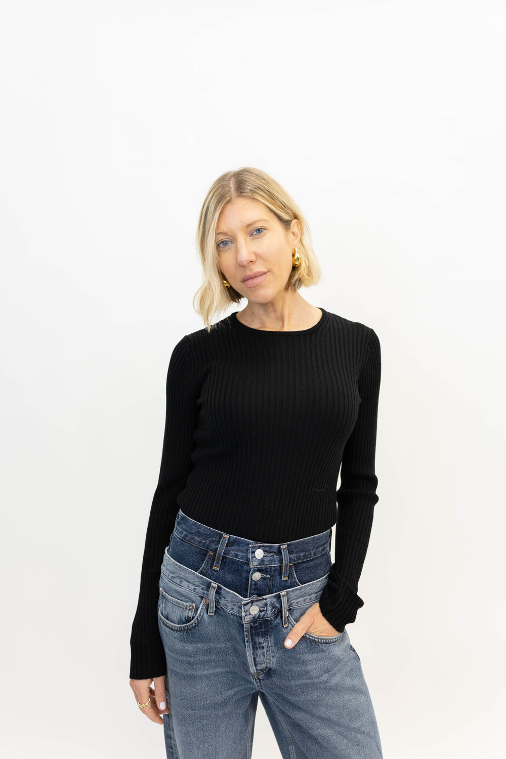 CAMB BLOUSE MERINO WOOL IN BLACK KNIT HERSKIND 