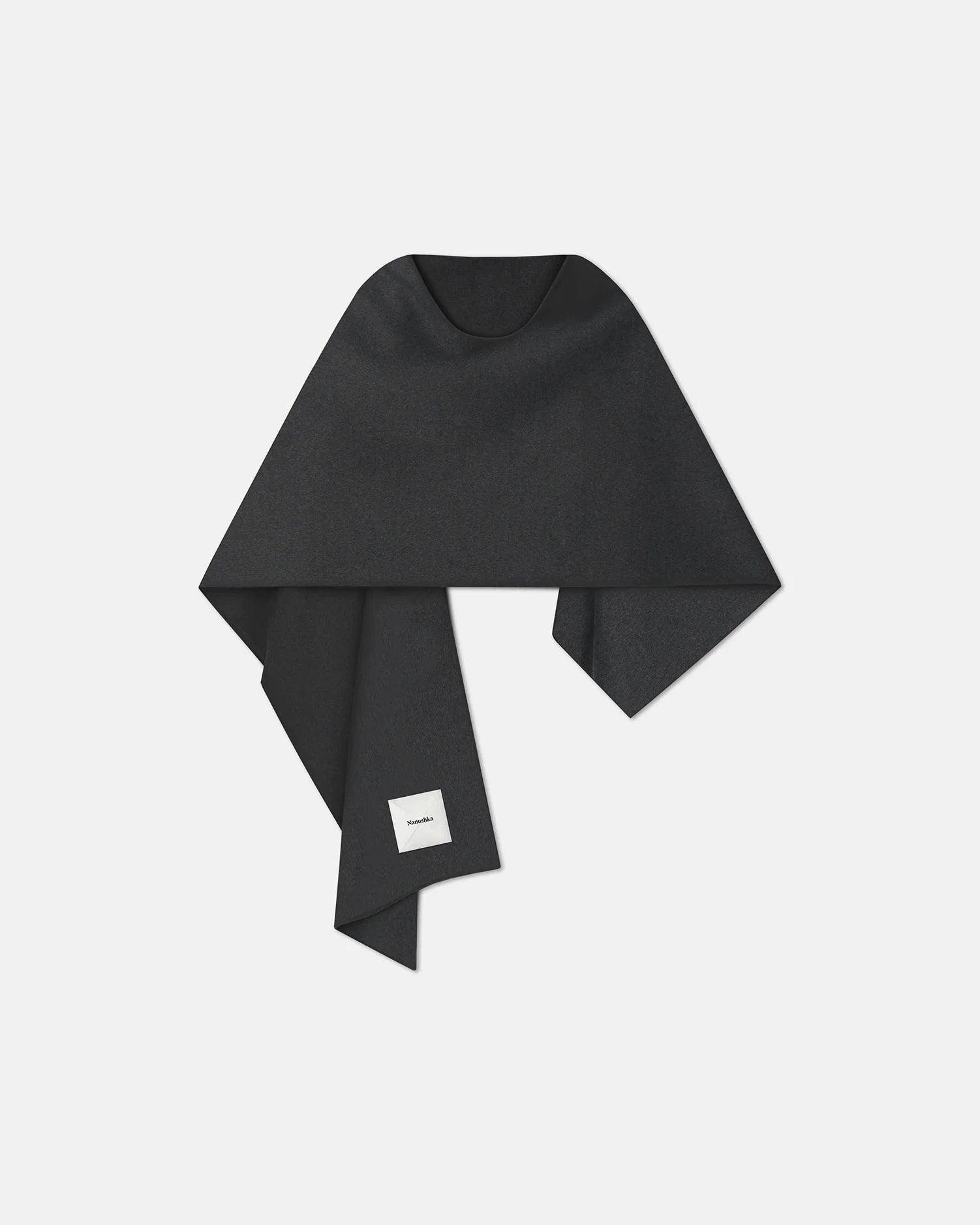 KAMIN DOUBLE WOOL SILK SCARF IN BLACK ACCESSORIES NANUSHKA 