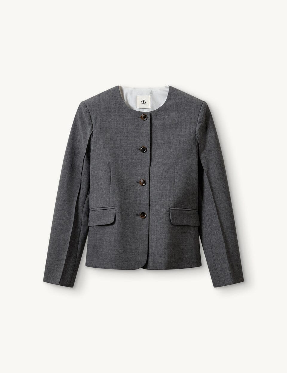 GRAND BACK BLAZER IN GREY MELANGE BLAZER THE GARMENT 