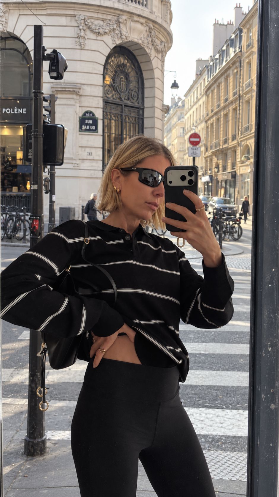 MADISON POLO IN BLACK/ECRU STRIPES SWEATER THE GARMENT 