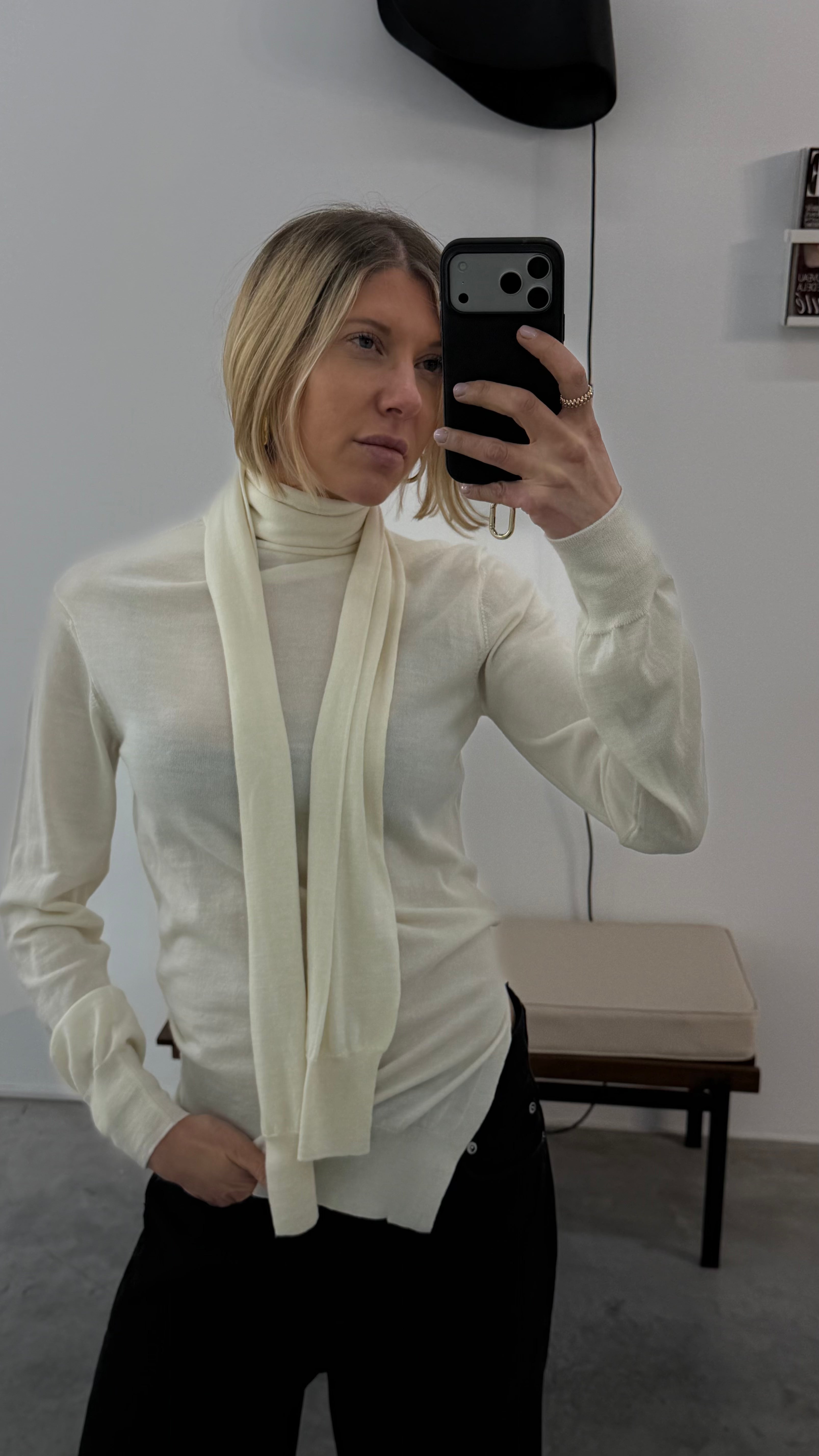 TWISTED SCARF JUMPER IN CREAM KNIT ROHE 