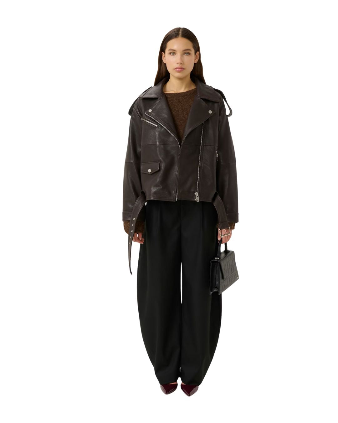 VIDA LEATHER JACKET IN BROWN JACKET GESTUZ 