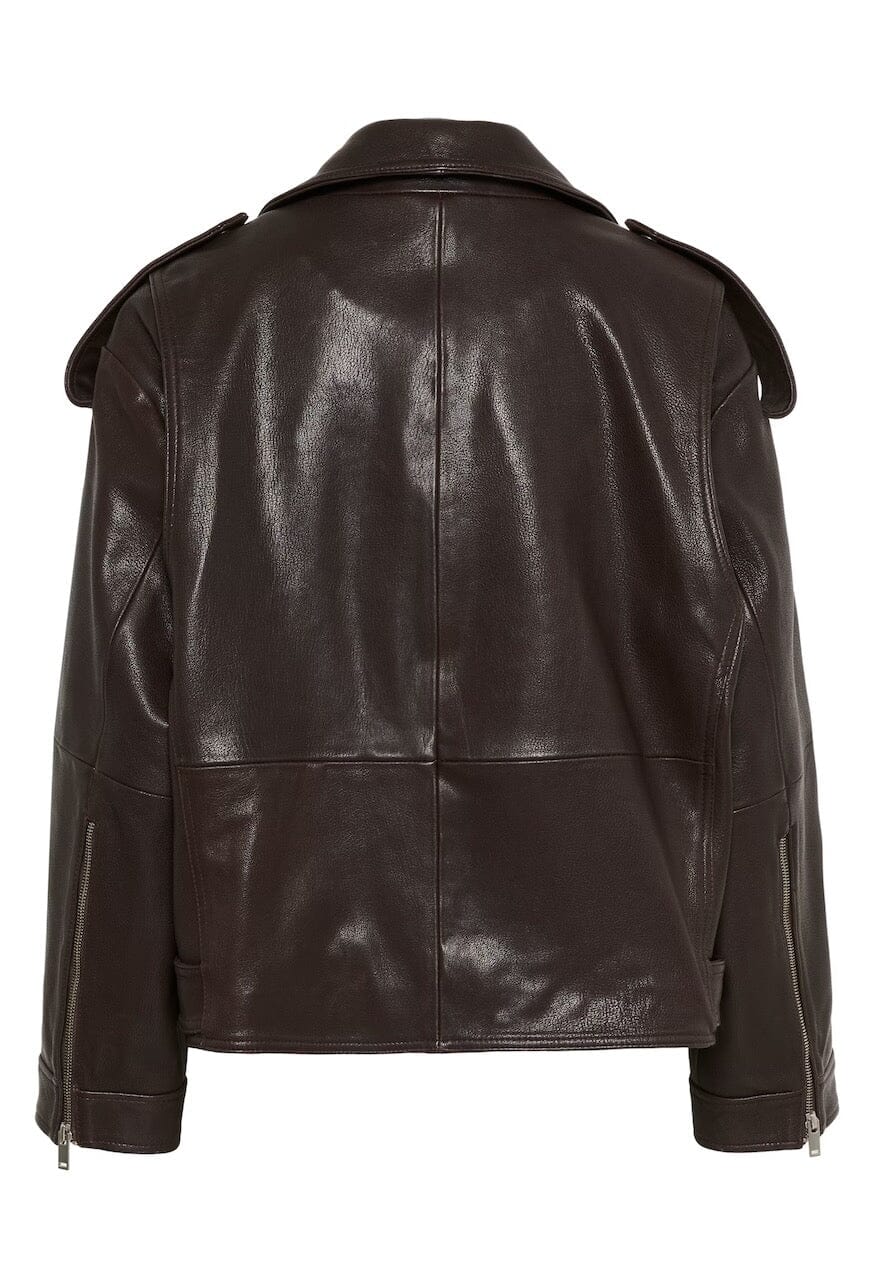 VIDA LEATHER JACKET IN BROWN JACKET GESTUZ 