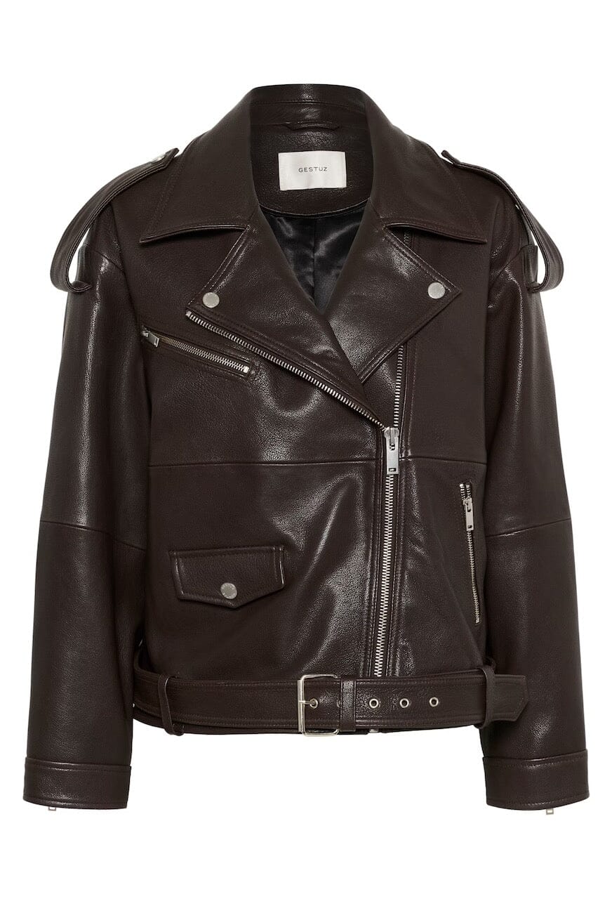 VIDA LEATHER JACKET IN BROWN JACKET GESTUZ 