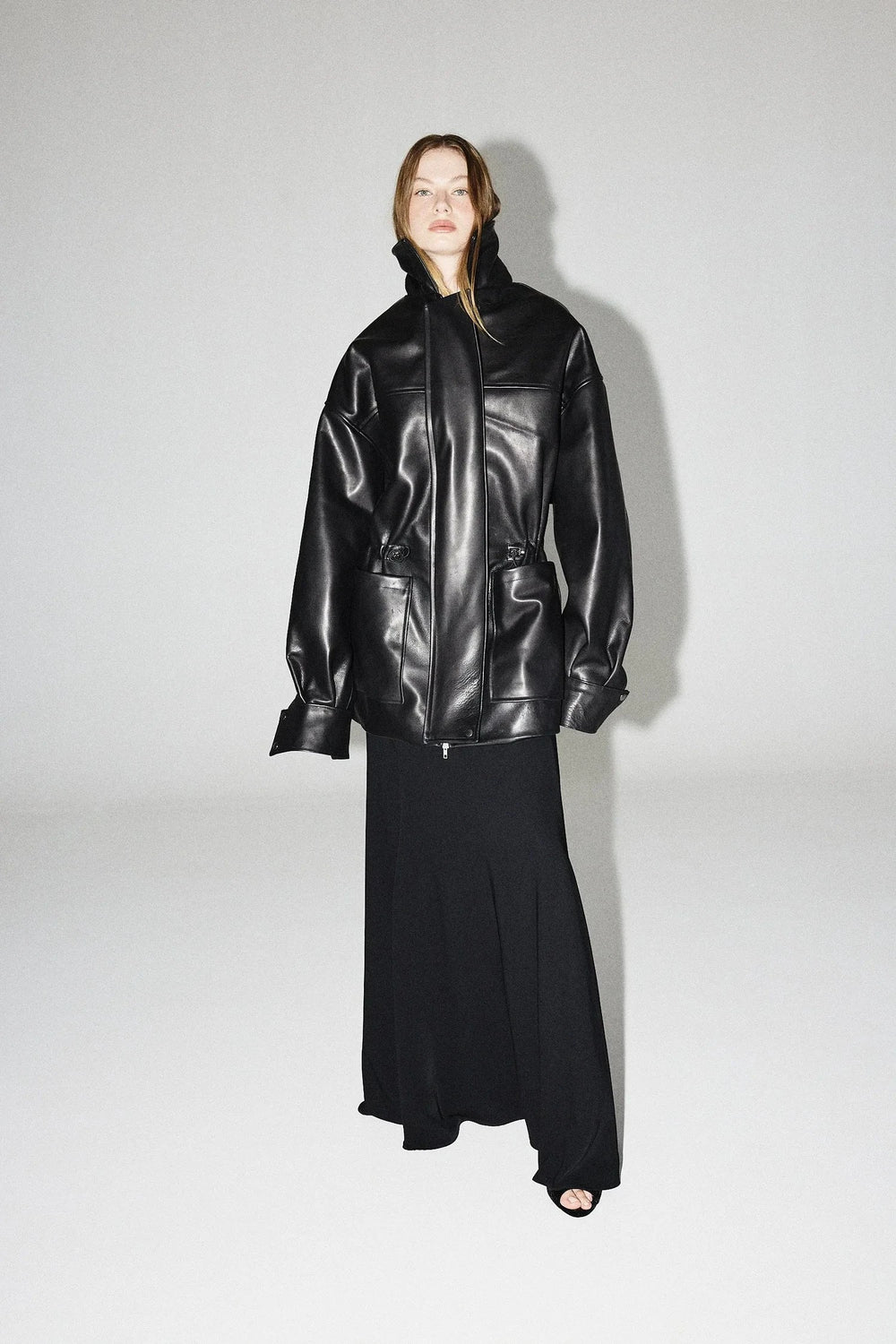 STUDIO CUT-FAUX LEATHER PARKA-BLACK JACKET STUDIO CUT 