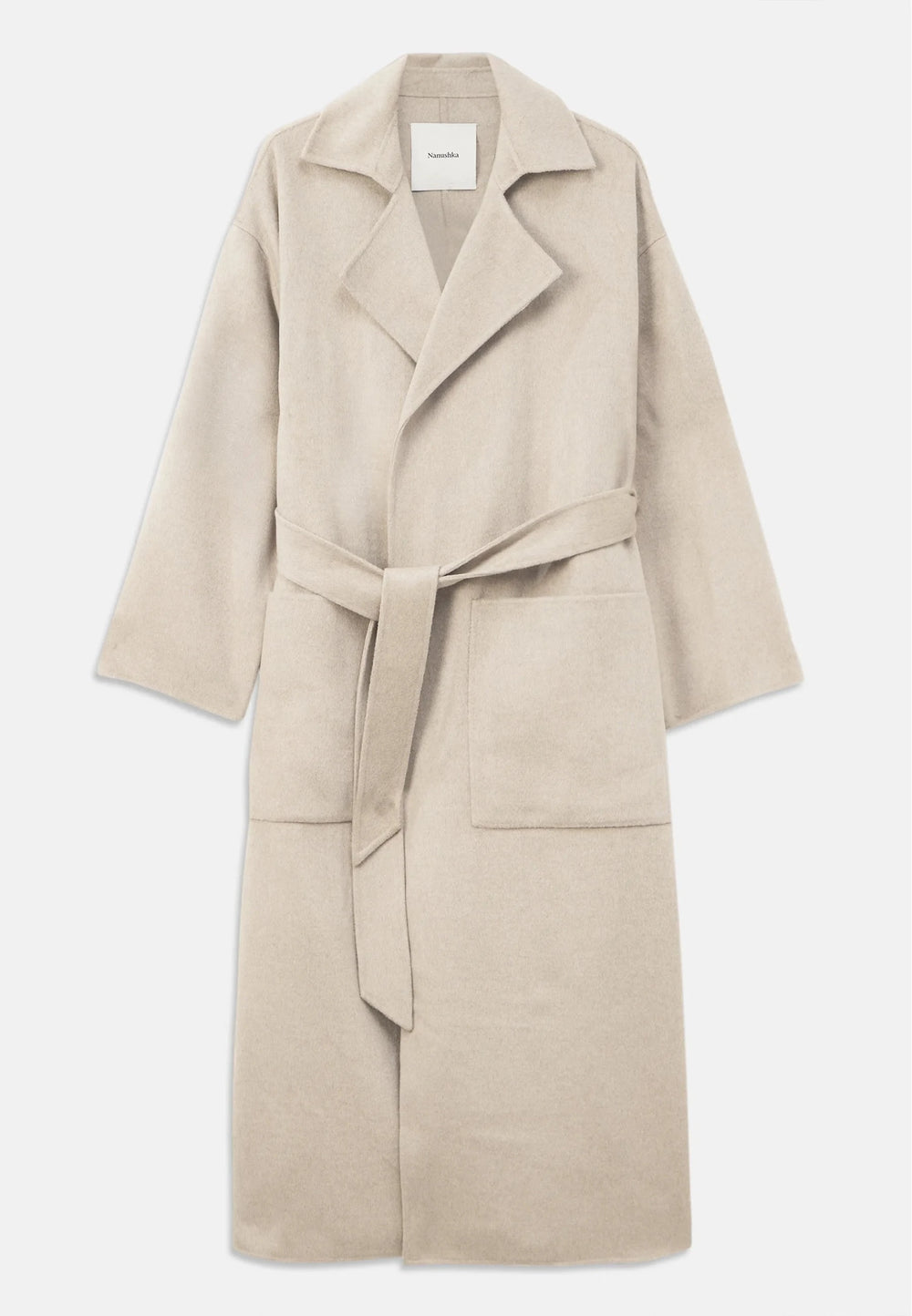 SALIMA DOUBLE WOOL COAT IN STONE COAT NANUSHKA 