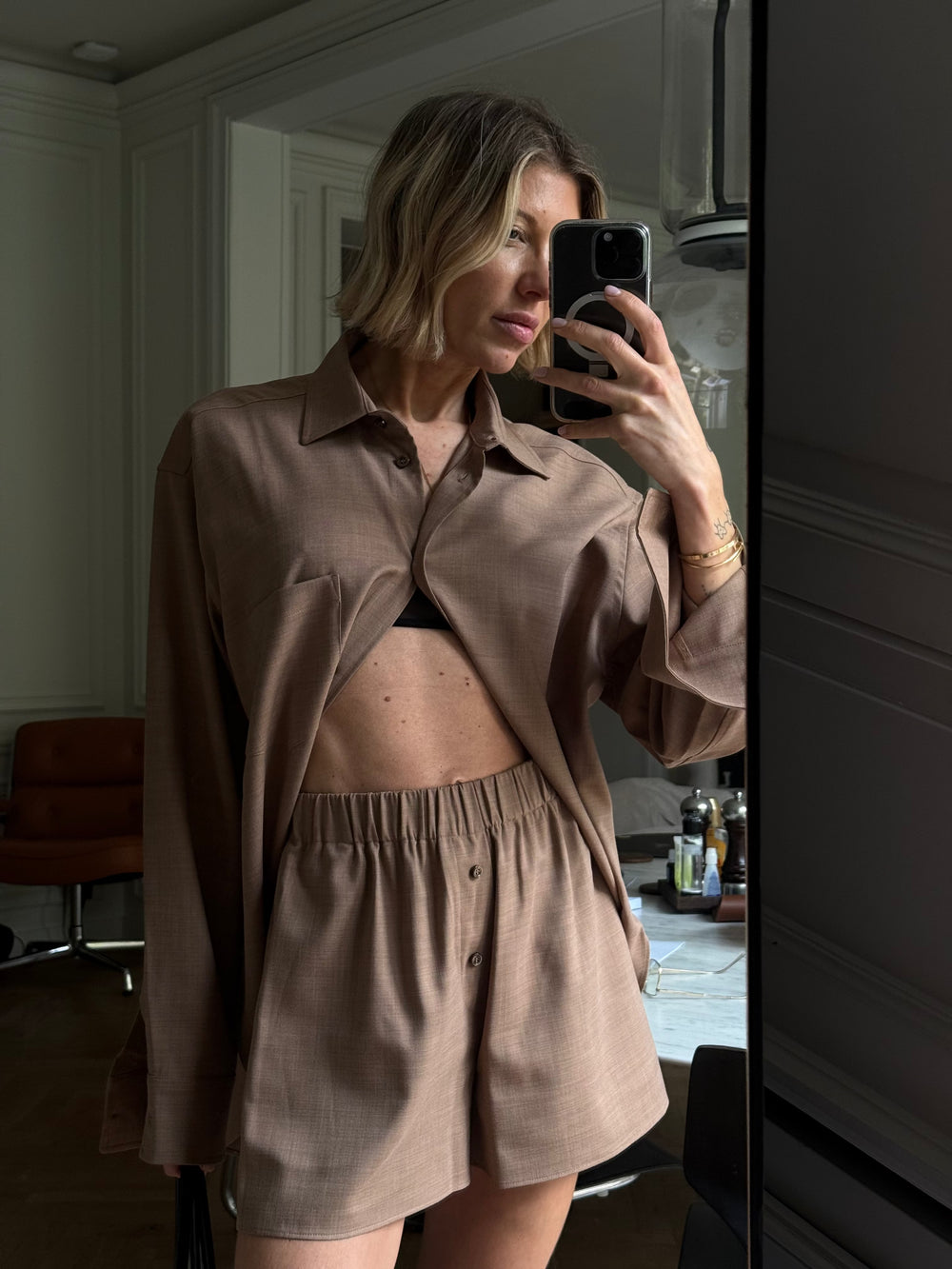 GEORGIANA SET IN CARAMEL SHIRT THE ANDAMANE 