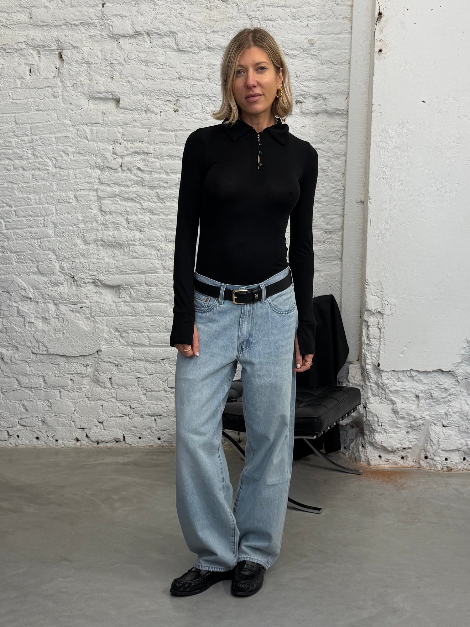 BREE POLO TEE IN BLACK TEE THE GARMENT 