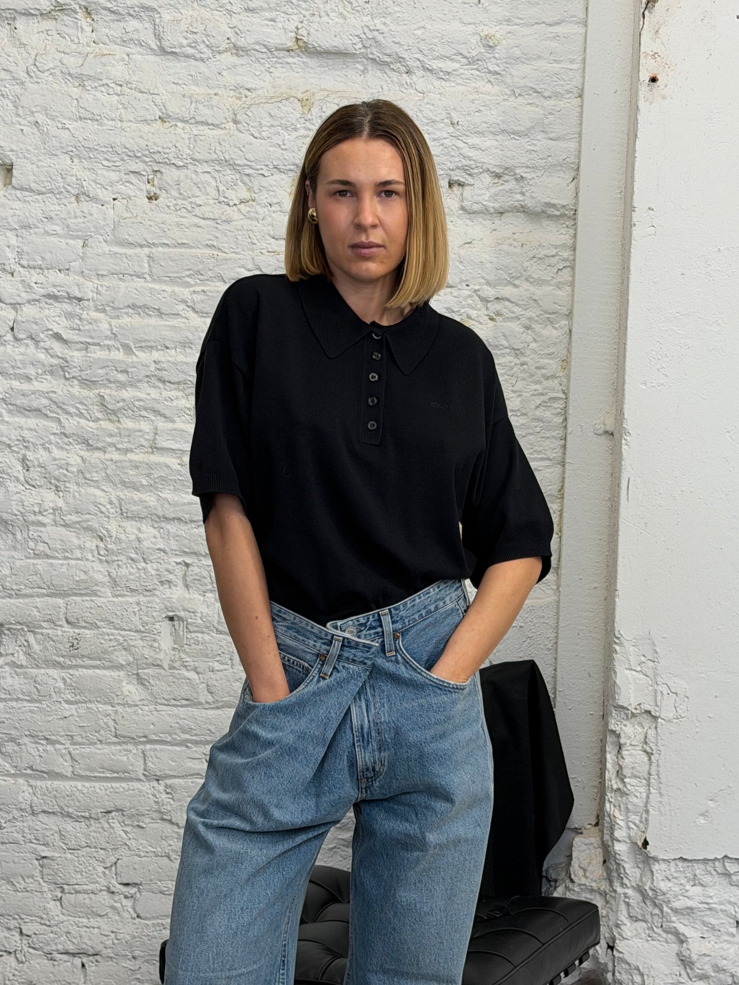 TALLA POLO PULLOVER IN BLACK PULLOVER GESTUZ 