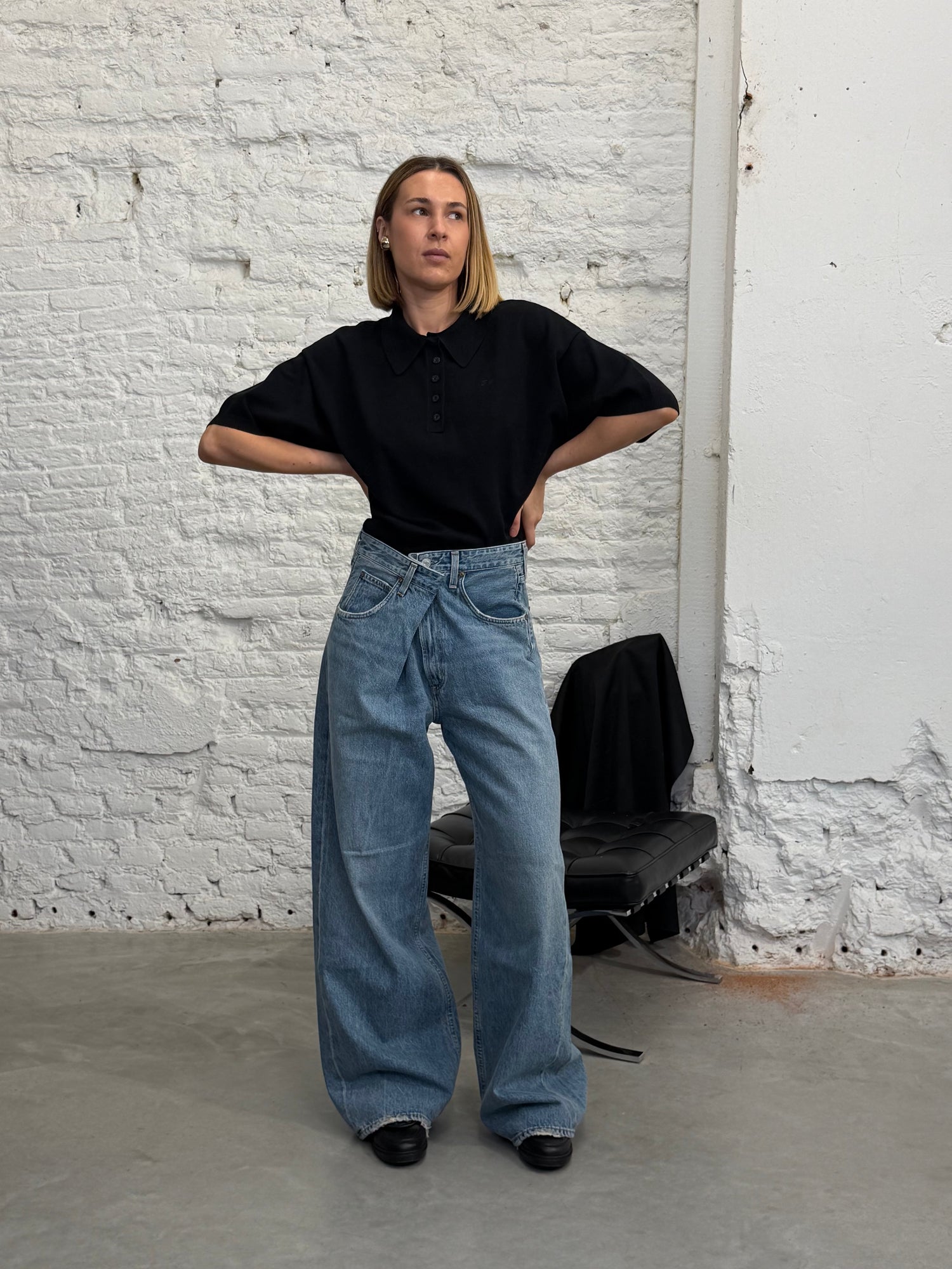 TALLA POLO PULLOVER IN BLACK PULLOVER GESTUZ 