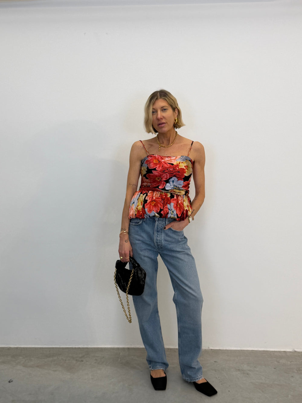 SIGRIDA P SILK TOP IN DESSERT FLOWER MULTI TOP GESTUZ 