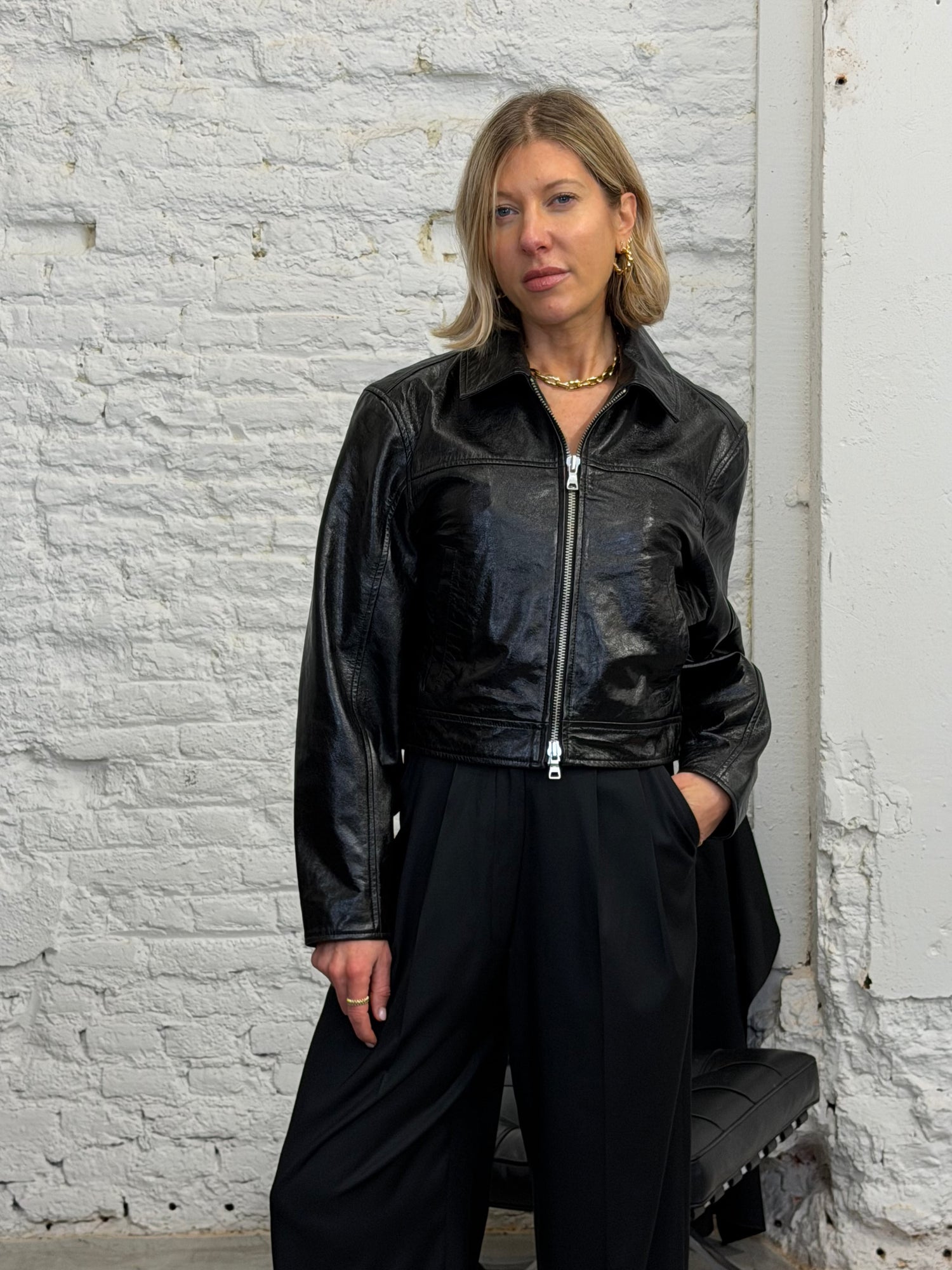 CARO LEATHER JACKET IN BLACK JACKET WON HUNDRED 