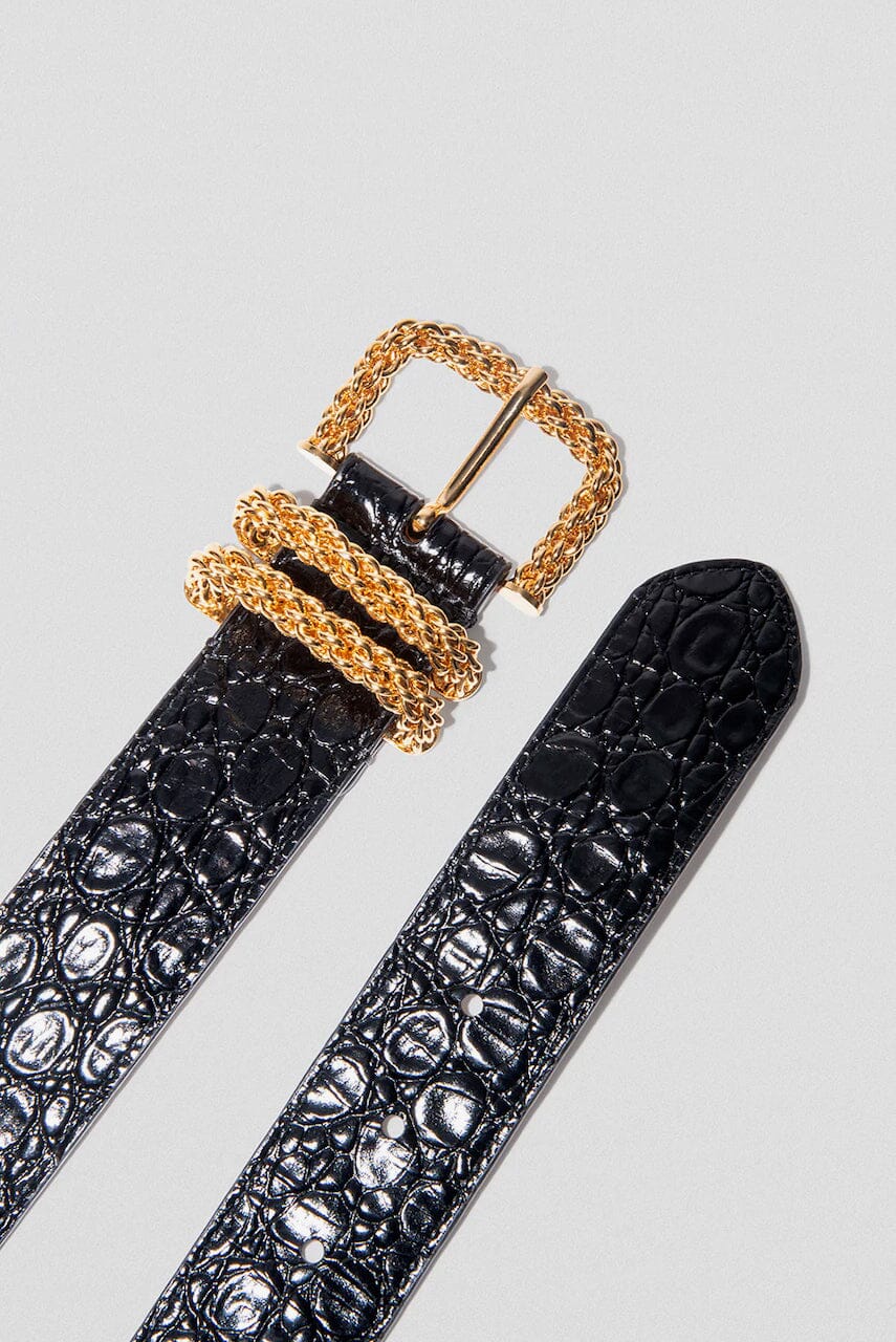 KATINA BLACK CIRCULAR CROCO BELT BELT BY FAR 