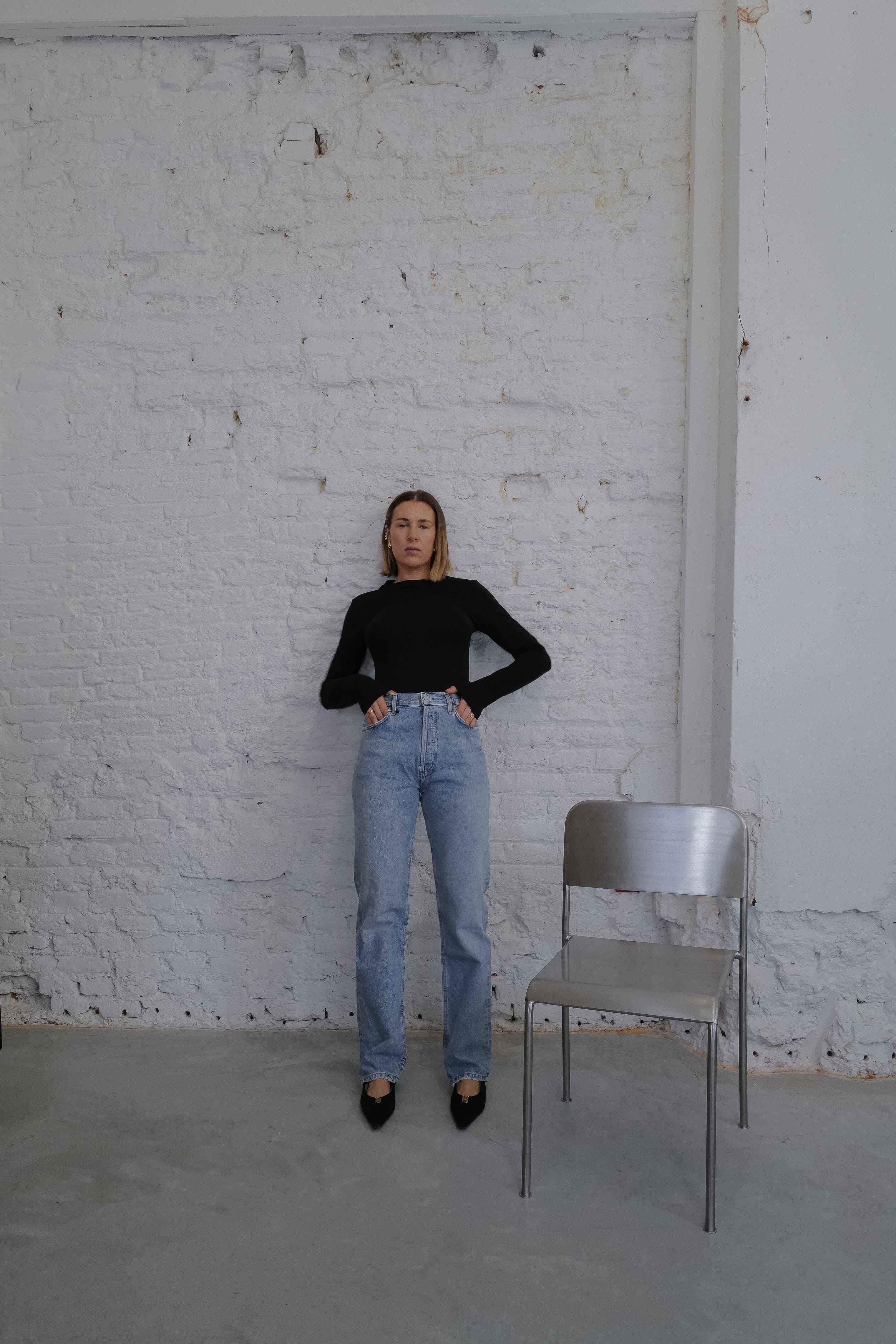 90S PINCH WAIST HIGH RISE STRAIGHT LONG IN FORCE JEANS AGOLDE 