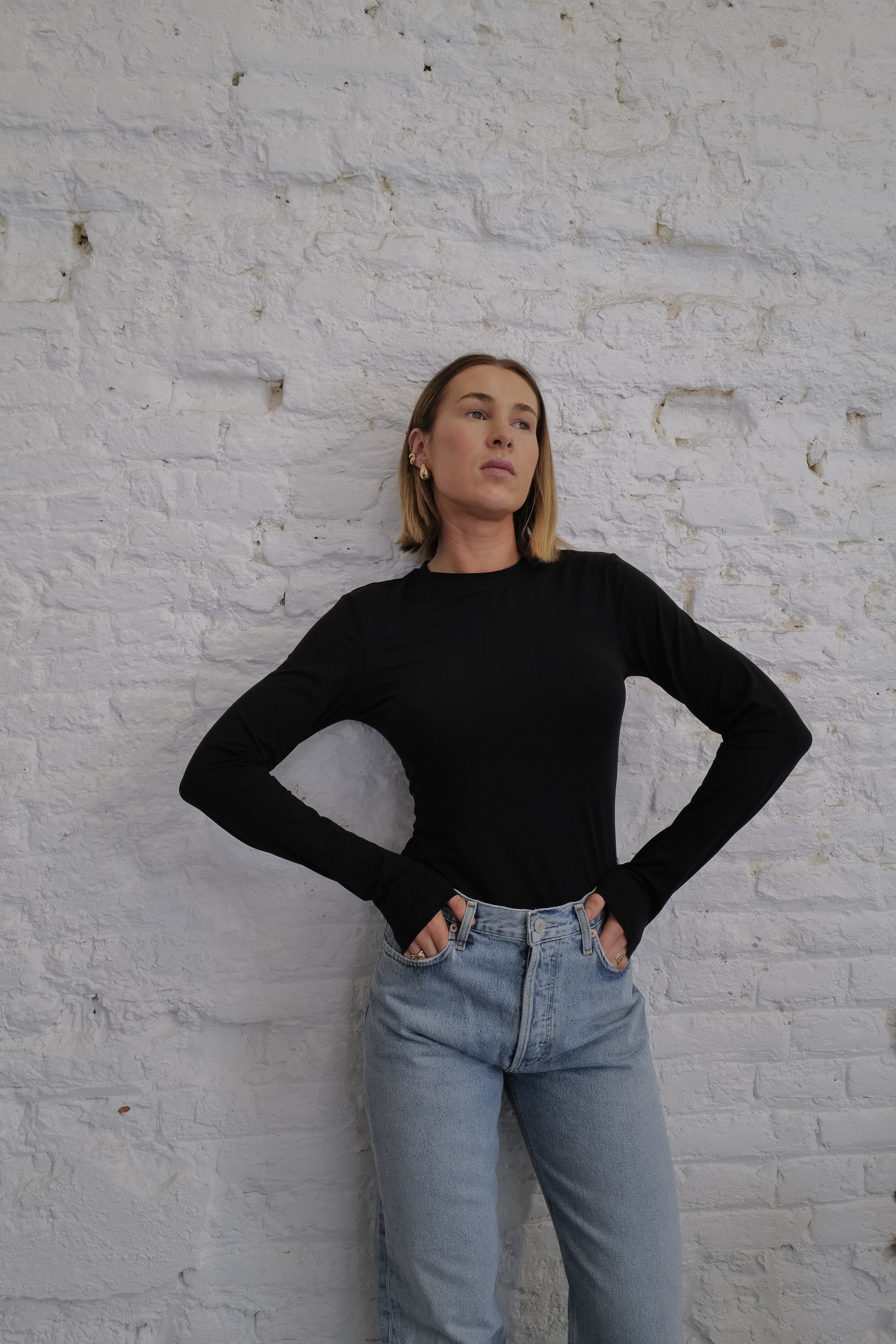 MIDA LS TOP IN BLACK TOP GESTUZ 
