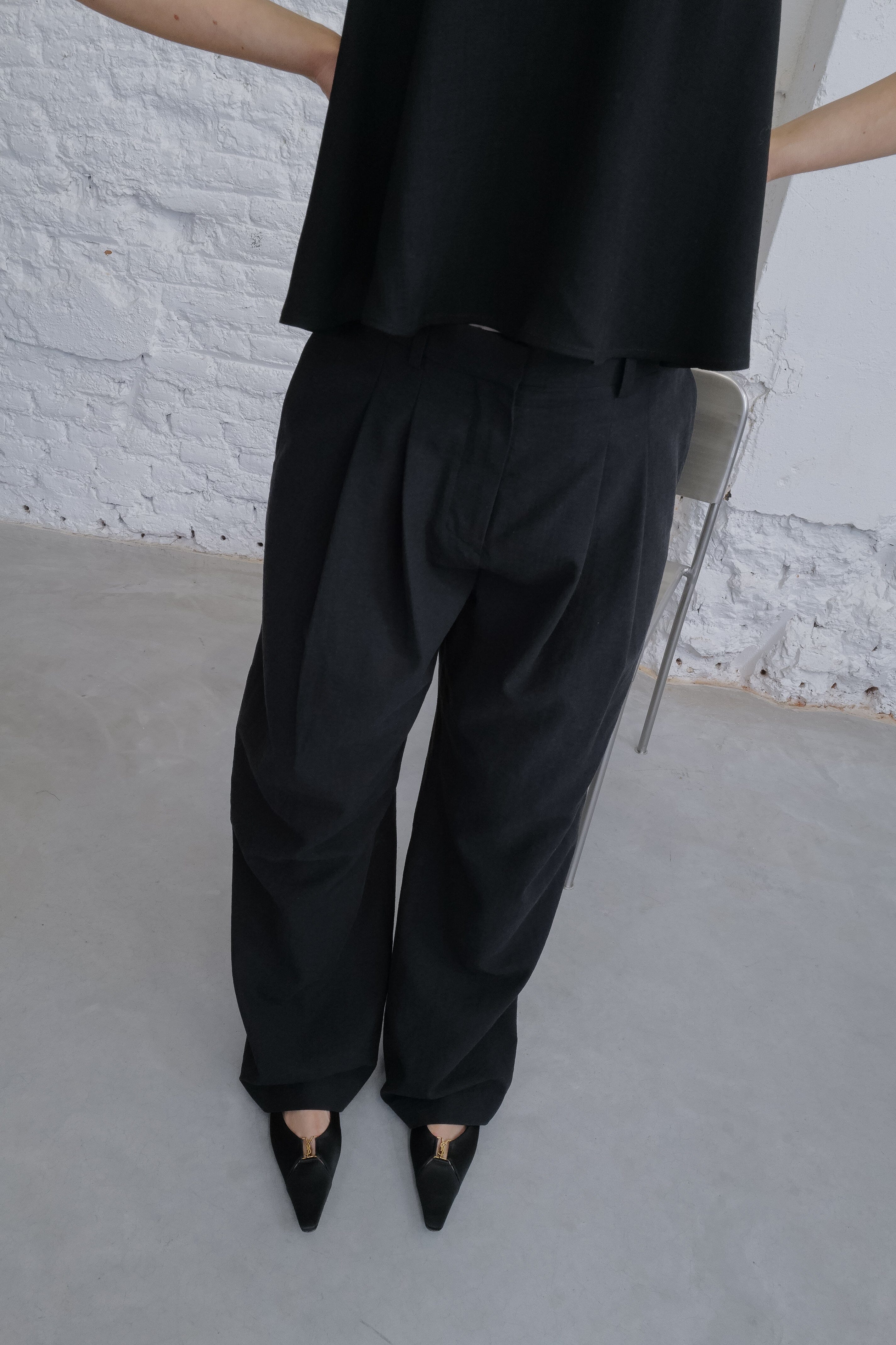 SEKA RAW SILK PANTS IN BLACK PANTS NANUSHKA 
