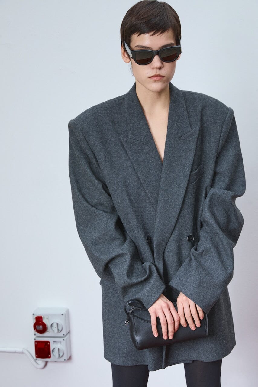 DOUBLE CHEST BLAZER IN GREY BLAZER LA PISCINE 