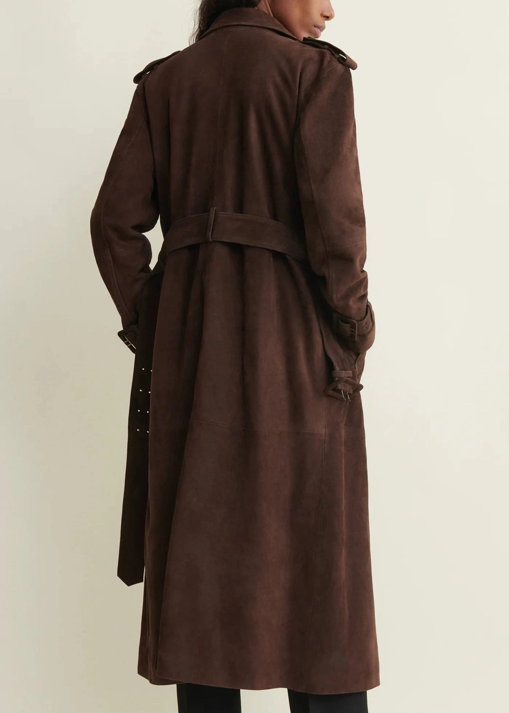 BENEDICT GOAT SUEDE TRENCH IN DARK BROWN COAT ARMA 