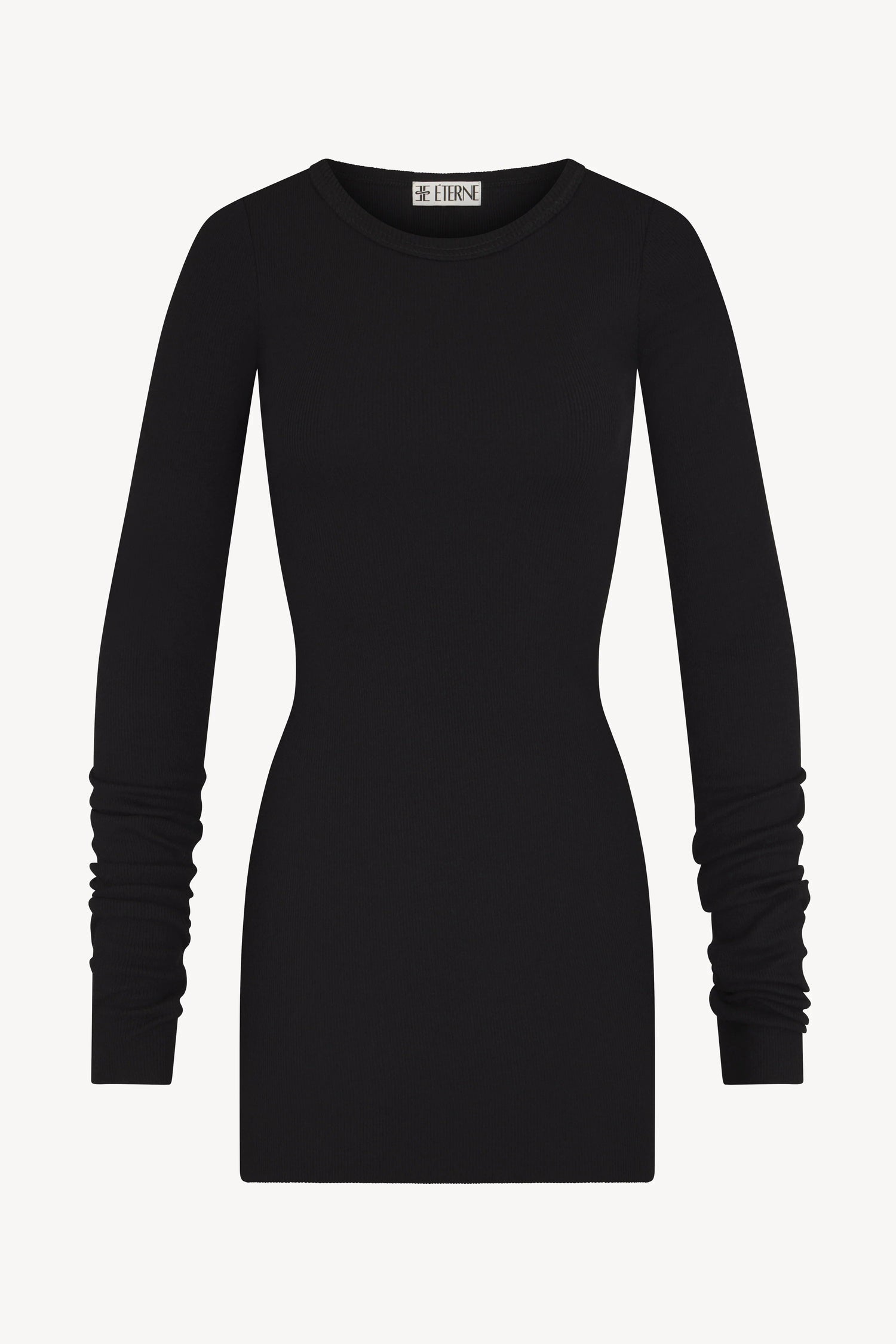 LONG SLEEVE CREWNECK MINI DRESS IN BLACK DRESS ETERNE 