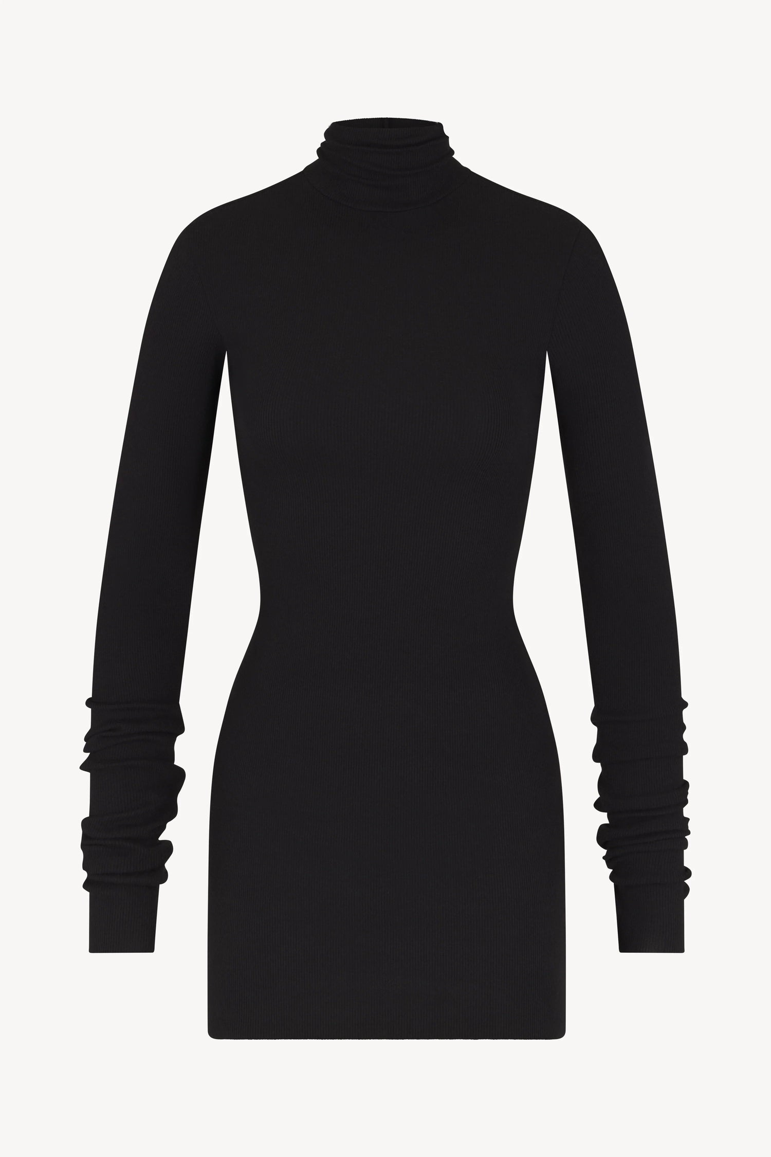 LONG SLEEVE TURTLENECK MINI DRESS IN BLACK DRESS ETERNE 