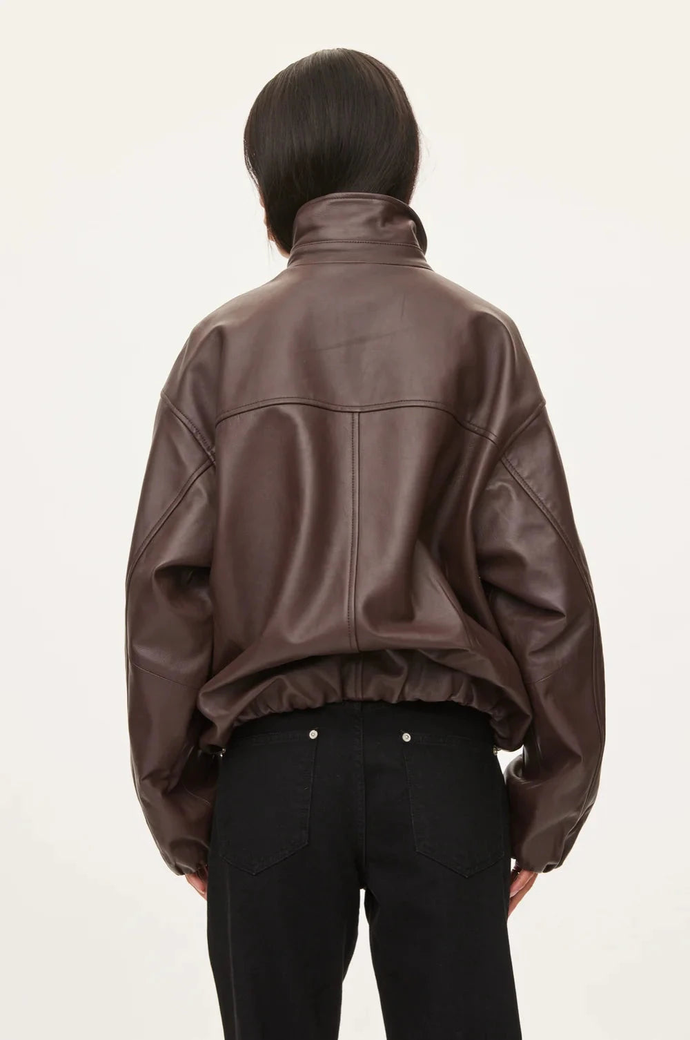 LENNY LEATHER JACKET IN COFFEE JACKET OVAL SQUARE 