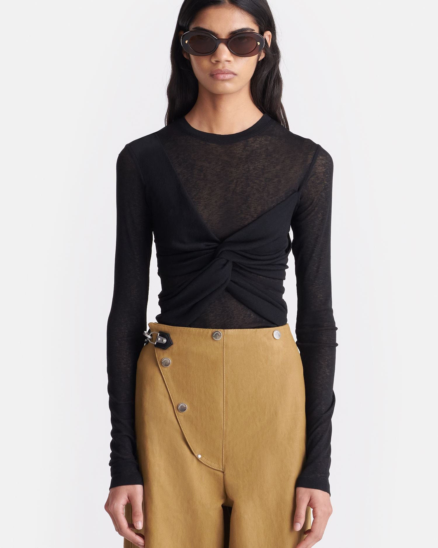 IZOLDA CREW NECK TOP DRAPE TOP NANUSHKA 