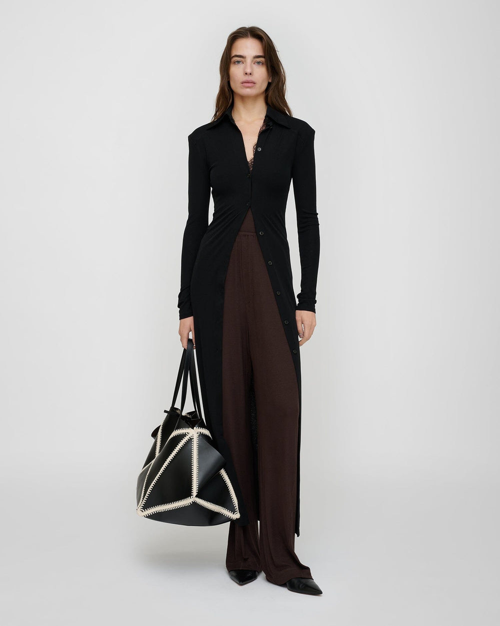 DHARA BUTTON UP DRESS IN BLACK DRESS NANUSHKA 