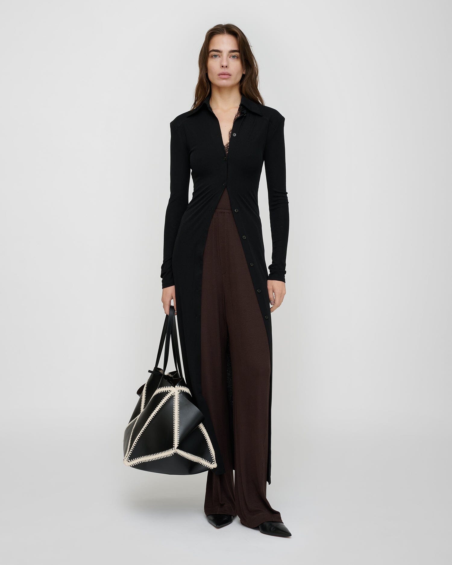 DHARA BUTTON UP DRESS IN BLACK DRESS NANUSHKA 