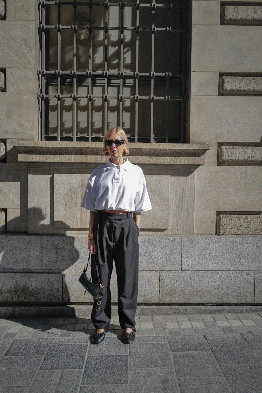 ALLAN ROUND LEG SHAPED TAILORED TROUSERS PANTS ROHE 