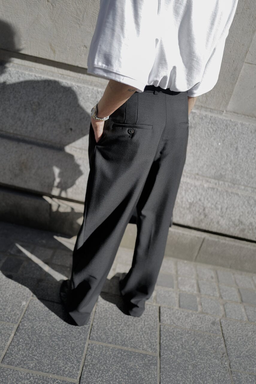 ALLAN ROUND LEG SHAPED TAILORED TROUSERS PANTS ROHE 