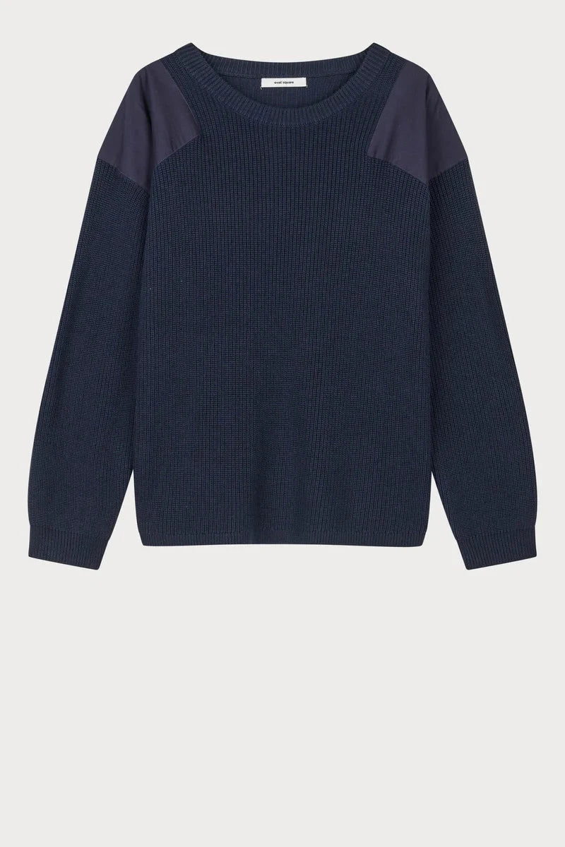 PATCH KNIT IN NAVY KNIT OVAL SQUARE 