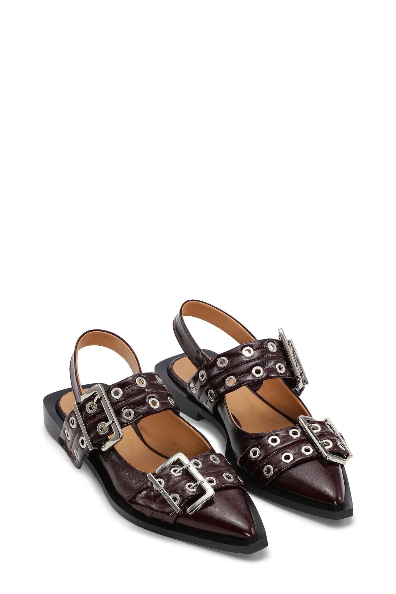 FEMININE BUCKLE BALLERINA IN BURGUNDY SHOES GANNI 