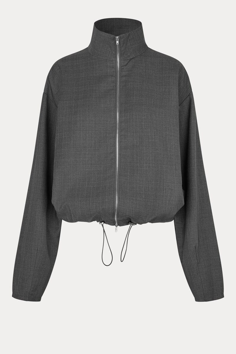 TAMMY JACKET IN GREY CHECKS JACKET OVAL SQUARE 