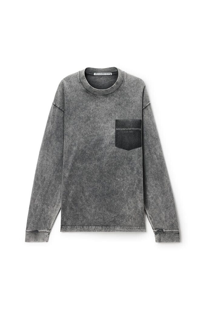 LONGSLEEVE TEE SHADOW POCKET IN WASHED GREY TSHIRT ALEXANDER WANG 