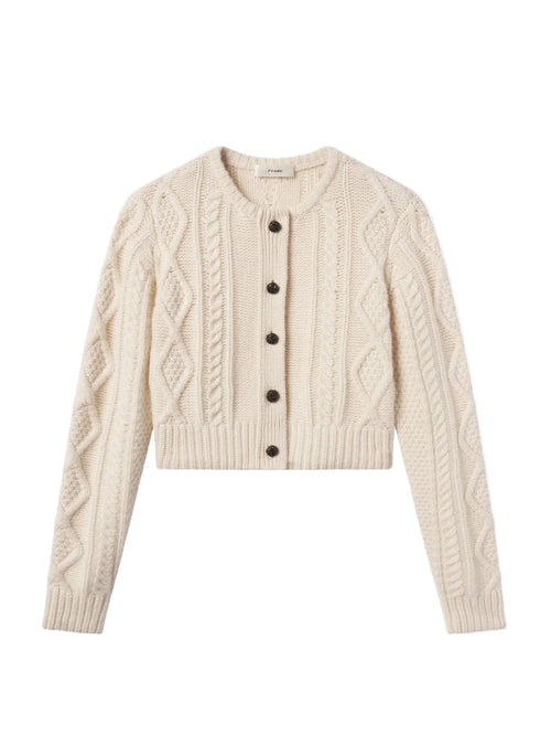 THE CABLE KNIT CARDIGAN IN CREAM