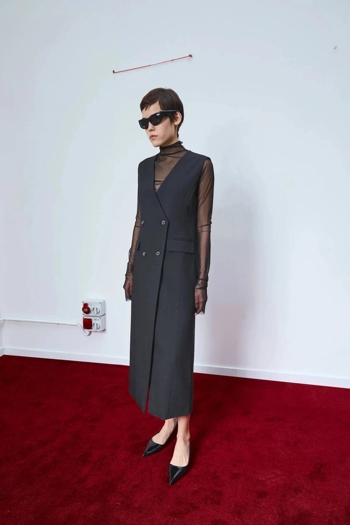 L/S MESH TURTLE NECK IN BLACK TSHIRT LA PISCINE 