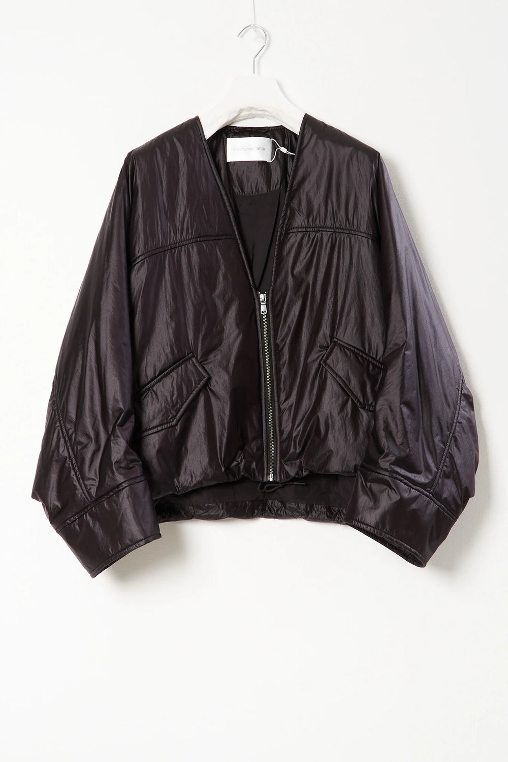 JHADILA V-NECK PADDED BOMBER IN BLACK