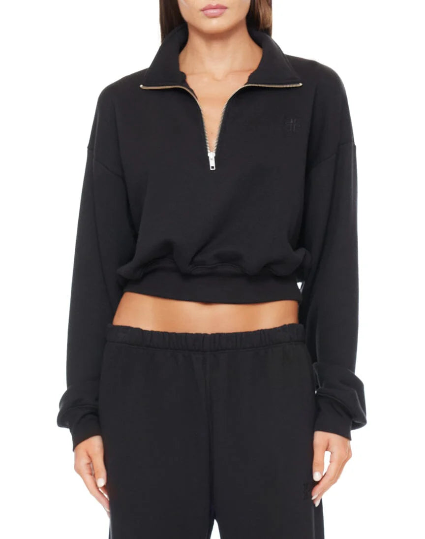 CROPPED HALF ZIP SWEATSHIRT