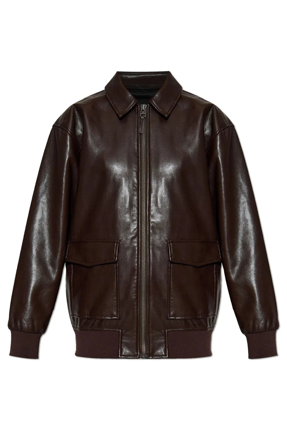KELANIE BOMBER RECYCLED LEATHER IN BROWN JACKET ANINE BING 
