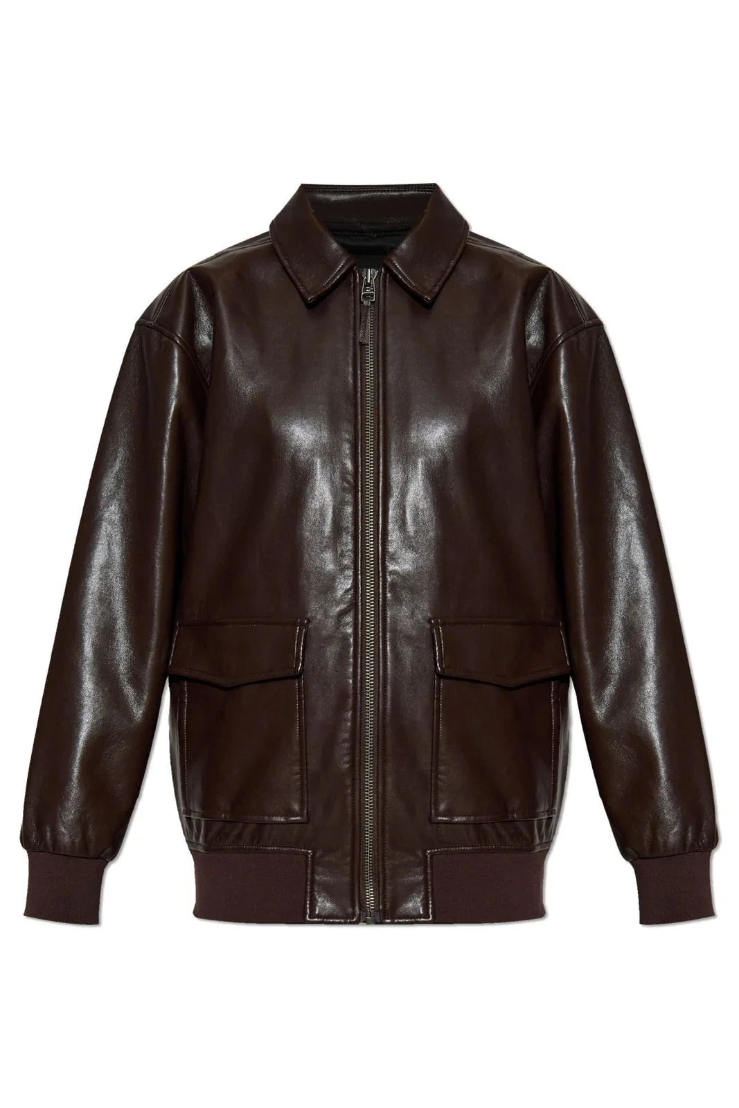 KELANIE BOMBER RECYCLED LEATHER IN BROWN JACKET ANINE BING 