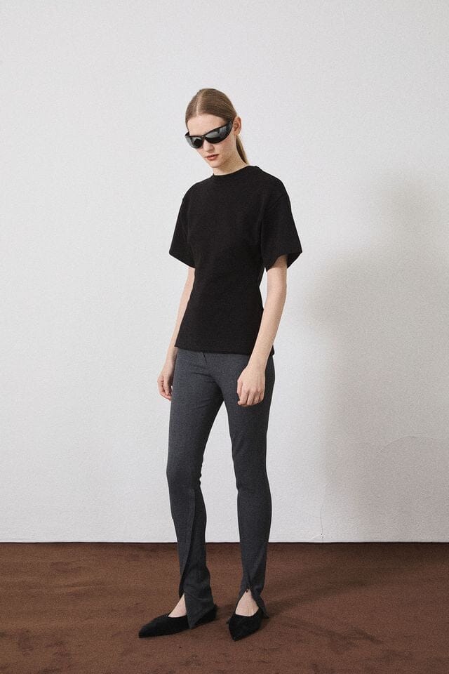SCULPTED T-SHIRT IN BLACK T-SHIRT LA PISCINE 