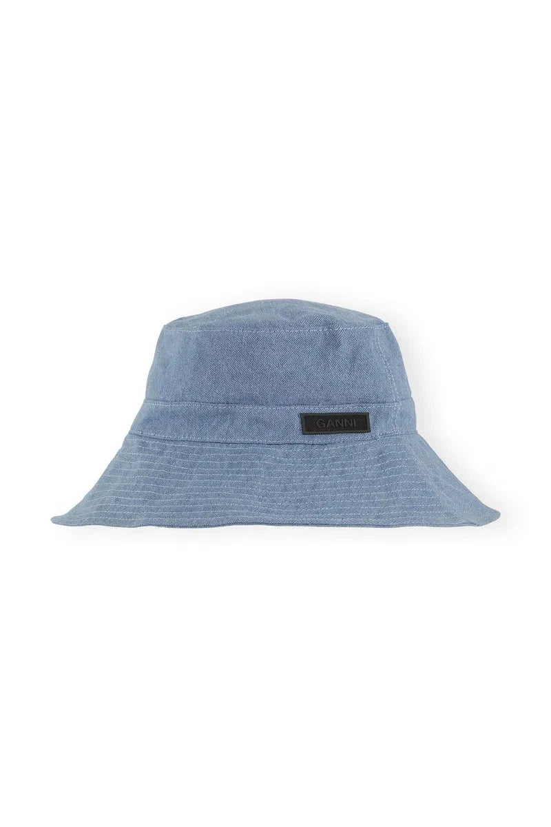 GANNI-RECYCLED TECH BUCKET HAT-DENIM HAT GANNI 
