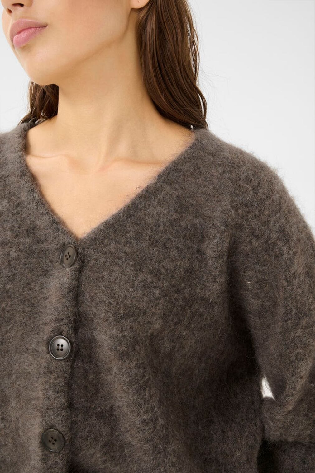 DEBBIE CARDIGAN NOOS IN CHESTNUT MELANGE CARDIGAN GESTUZ 