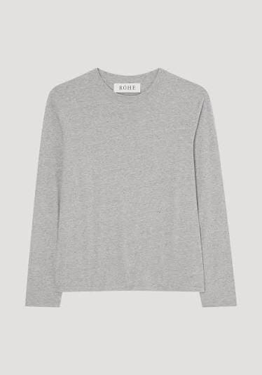 SLUB JERSEY LONG SLEEVE IN LIGHT GREY TOP ROHE 