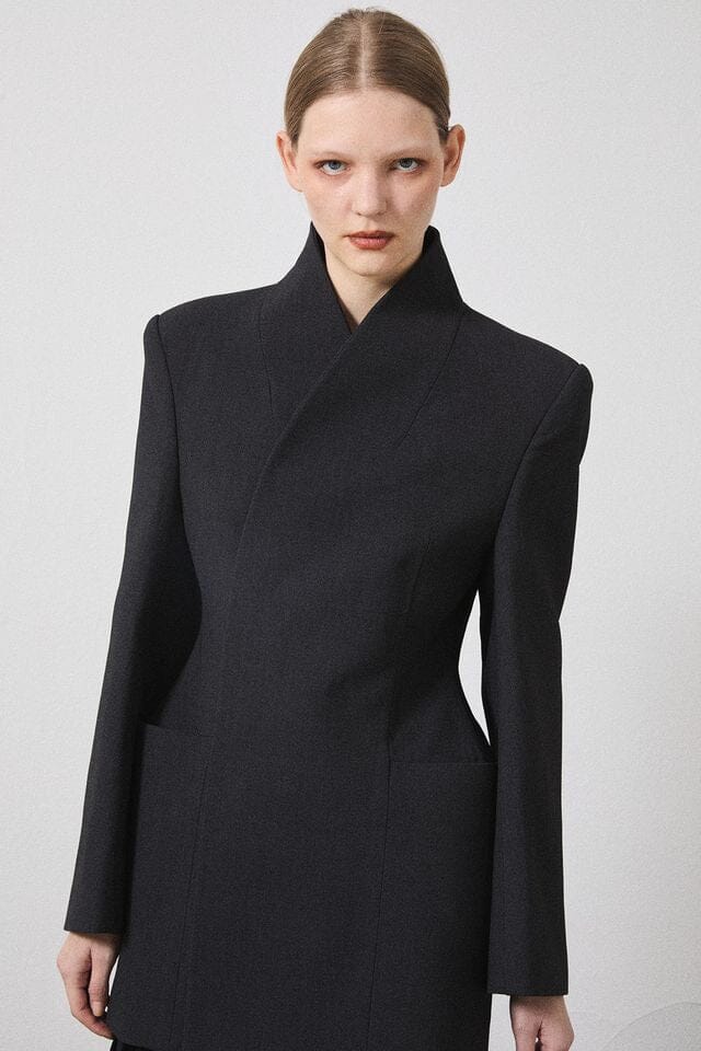 SCULPTED BLAZER IN DARK GREY BLAZER LA PISCINE 