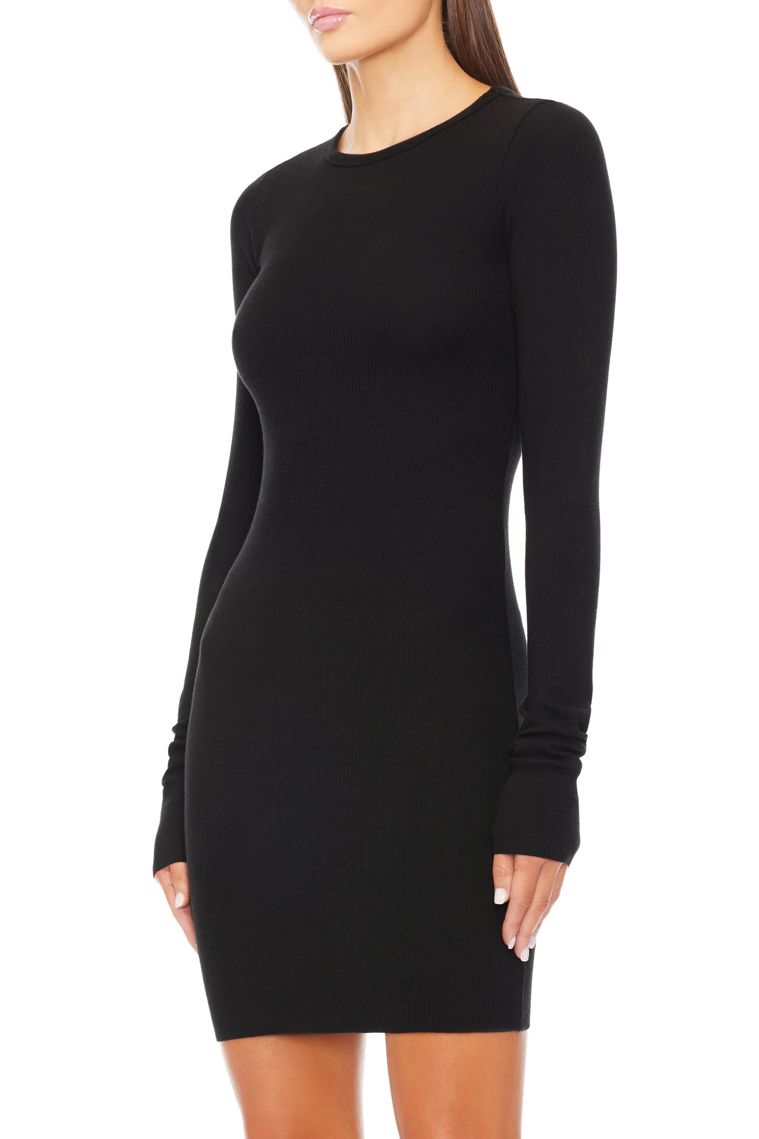 LONG SLEEVE CREWNECK MINI DRESS IN BLACK DRESS ETERNE 