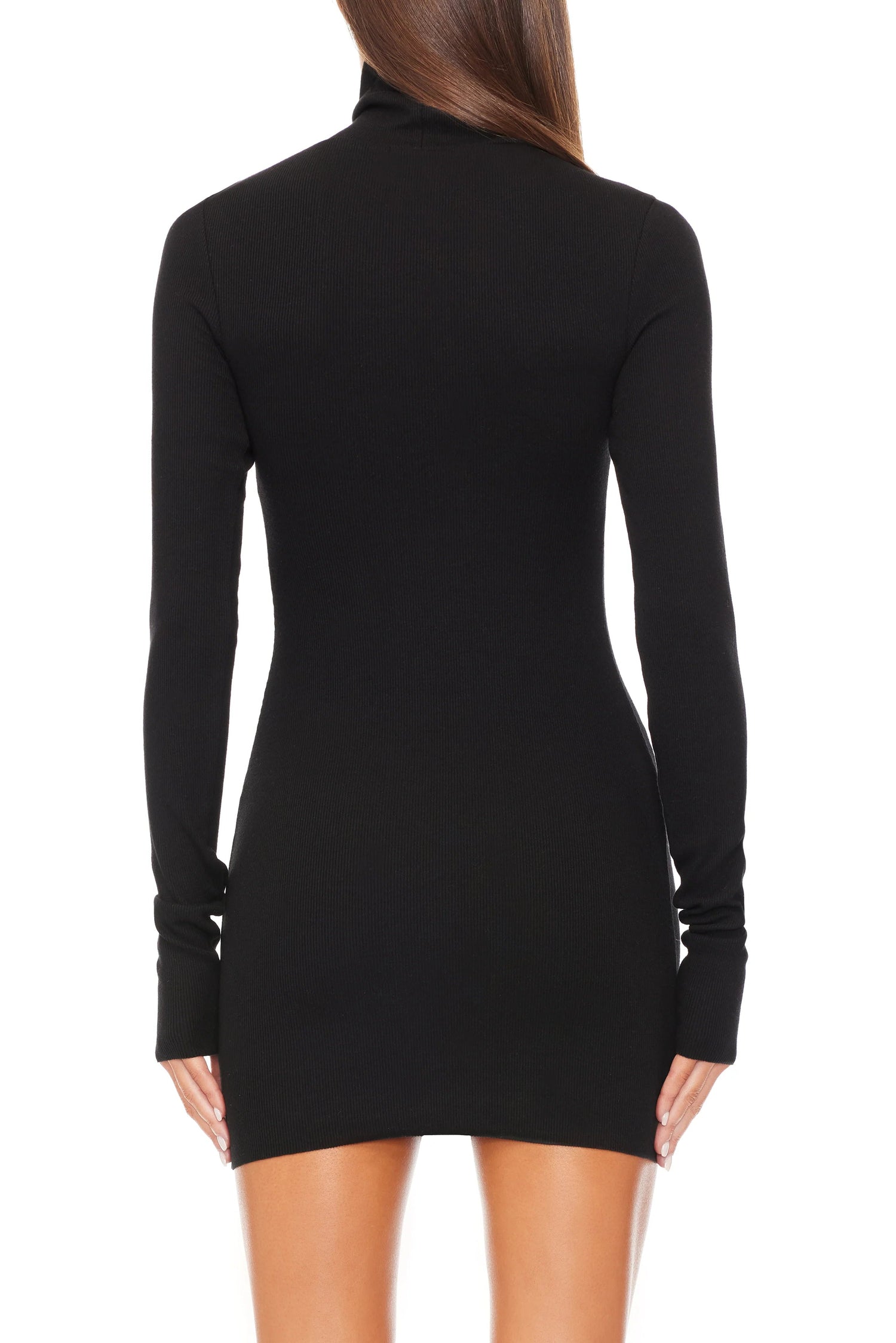 LONG SLEEVE TURTLENECK MINI DRESS IN BLACK DRESS ETERNE 