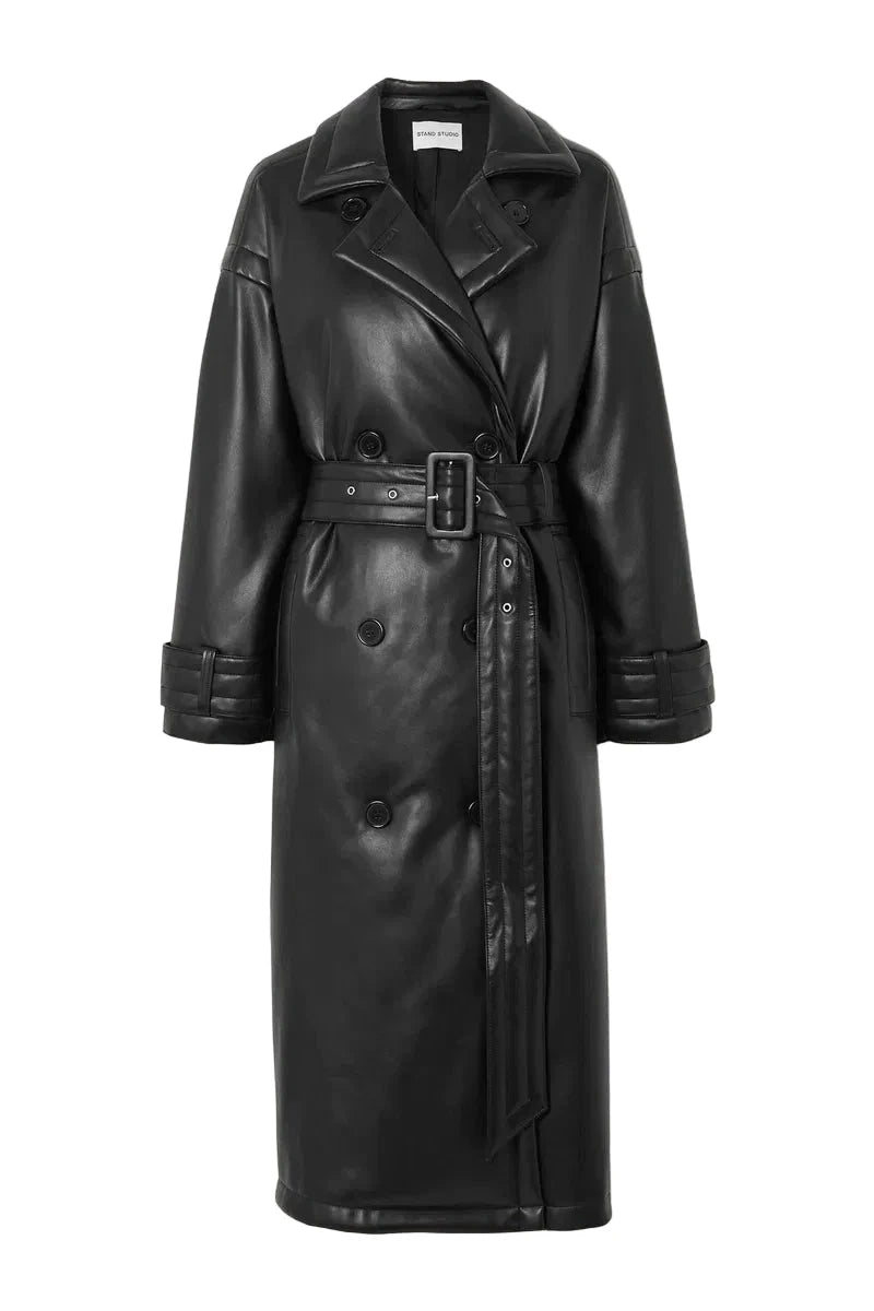 EMILY FAUX LEATHER PUFFER BELTED TRENCH COAT TRENCH STAND STUDIO 